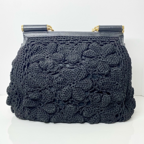 Dolce & Gabbana ‘Miss Sicily’ Crochet/Leather 2-Way Satchel - Picture 4 of 13